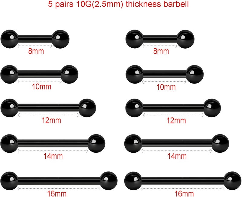 NewkeepsR 20G/18G/16G/14G/12G/10G Medical Implant Steel Nipple Tongue Piercing Barbell,Industrial Tongue Cheek Dimple Bars - Image 2